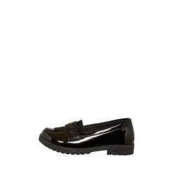M&Co Girls Black Patent Loafer Shoes