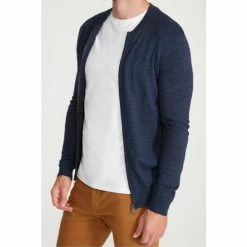M&Co Blue Baseball Zip Knit Jumper -M&Co shop unnamed file 306