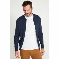 M&Co Blue Baseball Zip Knit Jumper -M&Co shop unnamed file 307