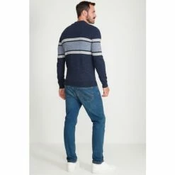 M&Co Blue Stripe Half Zip Knit Jumper -M&Co shop unnamed file 310