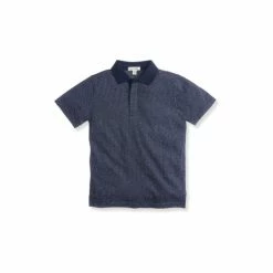 M&Co Blue Short-Sleeved Jaquard Polo Shirt