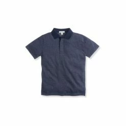 M&Co Blue Short-Sleeved Jaquard Polo Shirt -M&Co shop unnamed file 3135