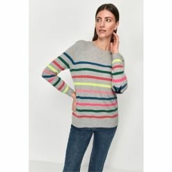 M&Co Grey Cashmere Multi Stripe Jumper