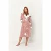M&Co Pink Anya Madsen Star Print Waffle Mid Length Robe -M&Co shop unnamed file 3141