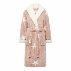 M&Co Pink Anya Madsen Star Print Waffle Mid Length Robe -M&Co shop unnamed file 3144