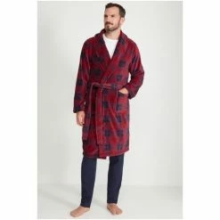M&Co Red Check Fluffy Dressing Gown -M&Co shop unnamed file 3152
