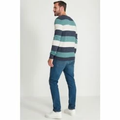 M&Co Blue Block Stripe Crew Neck Knit Jumper -M&Co shop unnamed file 322