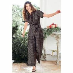 M&Co Bronze Tie Waist Jumpsuit