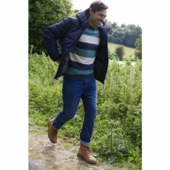 M&Co Blue Block Stripe Crew Neck Knit Jumper -M&Co shop unnamed file 323