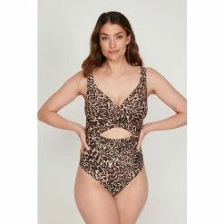 M&Co Animal Print One Piece Black Swimsuit