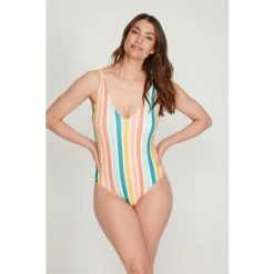 M&Co Multi Stripe One Piece Swimsuit