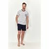 M&Co MCo Grey Short Sleeve Striped Pyjama Set
