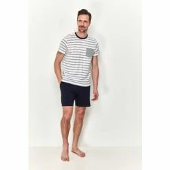 M&Co shop 4 M&Co MCo Grey Short Sleeve Striped Pyjama Set