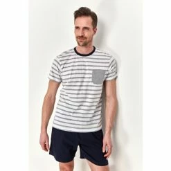 M&Co MCo Grey Short Sleeve Striped Pyjama Set -M&Co shop unnamed file 3276