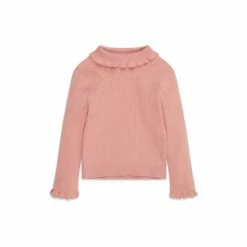 M&Co Pink Frill Roll Neck Jumper