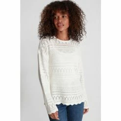 M&Co Cream Linear Crochet Top