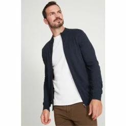 M&Co Blue Zip Through Knit Jumper