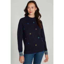 M&Co Blue Star Embroidered Jumper