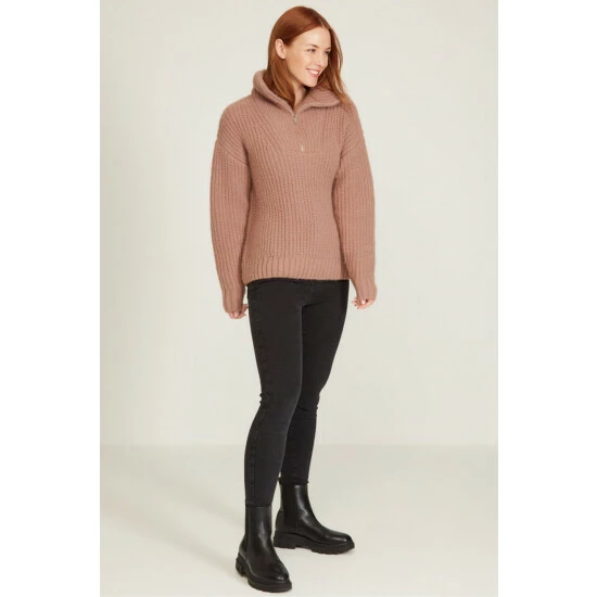 unnamed-file-398.jpg M&Co Plain Brown Zip Collar Jumper -M&Co shop unnamed file 398