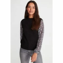 M&Co Petite Floral Sleeve Knitted Jumper -M&Co shop unnamed file 4