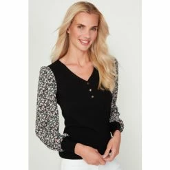 M&Co Ditsy Print Chiffon Sleeve Top -M&Co shop unnamed file 405