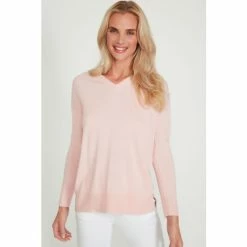 M&Co Pink Plain V-Neck Split Hem Jumper