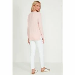 M&Co Pink Plain V-Neck Split Hem Jumper -M&Co shop unnamed file 411