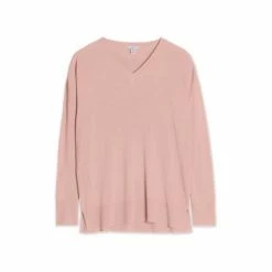 M&Co Pink Plain V-Neck Split Hem Jumper -M&Co shop unnamed file 413