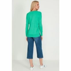 M&Co Green Plain V-Neck Split Hem Jumper -M&Co shop unnamed file 417