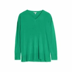 M&Co Green Plain V-Neck Split Hem Jumper -M&Co shop unnamed file 418