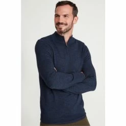 M&Co Blue Half Zip Knit Jumper