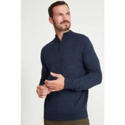M&Co Blue Half Zip Knit Jumper -M&Co shop unnamed file 433