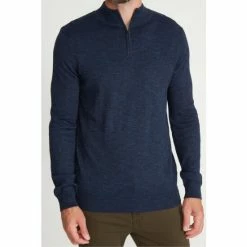 M&Co Blue Half Zip Knit Jumper -M&Co shop unnamed file 434