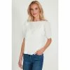 M&Co White Cutwork Yoke 3/4th Sleeves T-Shirt -M&Co shop unnamed file 451