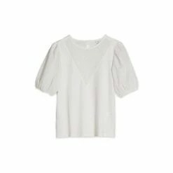 M&Co White Cutwork Yoke 3/4th Sleeves T-Shirt -M&Co shop unnamed file 455