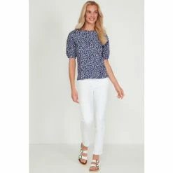 M&Co Blue Rosebud Crinkle Puff T-Shirt -M&Co shop unnamed file 458