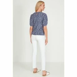 M&Co Blue Rosebud Crinkle Puff T-Shirt -M&Co shop unnamed file 459