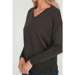 M&Co Grey Plain V-Neck Split Hem Jumper -M&Co shop unnamed file 46