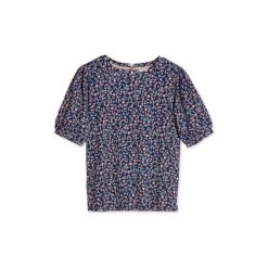 M&Co Blue Rosebud Crinkle Puff T-Shirt -M&Co shop unnamed file 460