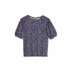 M&Co Blue Rosebud Crinkle Puff T-Shirt -M&Co shop unnamed file 461