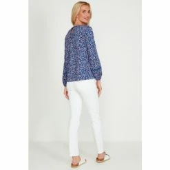 M&Co Blue Ditsy Lace Insert Top -M&Co shop unnamed file 466