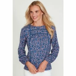 M&Co Blue Ditsy Lace Insert Top -M&Co shop unnamed file 467