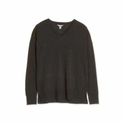 M&Co Grey Plain V-Neck Split Hem Jumper -M&Co shop unnamed file 47