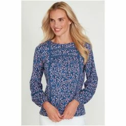 M&Co Blue Ditsy Lace Insert Top -M&Co shop unnamed file 470