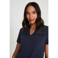 M&Co Blue Pointelle Lace Jersey Top -M&Co shop unnamed file 478
