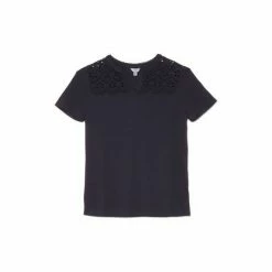 M&Co Blue Pointelle Lace Jersey Top -M&Co shop unnamed file 480