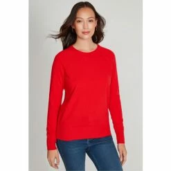 M&Co Red Knitted Raglan Crew Neck Jumper