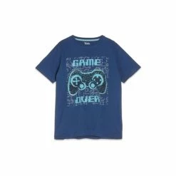 M&Co Blue Game Over Short Sleeve T-Shirt -M&Co shop unnamed file 551