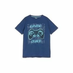M&Co Blue Game Over Short Sleeve T-Shirt -M&Co shop unnamed file 552
