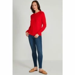 M&Co Red Knitted Raglan Crew Neck Jumper -M&Co shop unnamed file 57